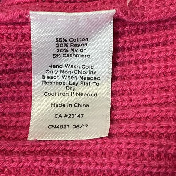 Talbots Peplum‎ Sweater Women's Petites MP Pink Barbiecore Cotton/Cashmere Blend - Picture 6 of 6